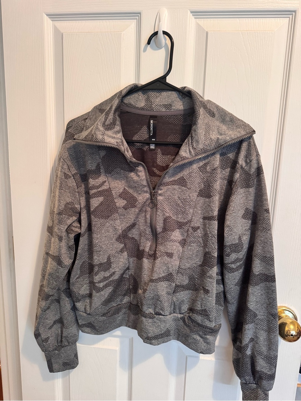 Women’s Mondetta Gray Camouflage Zip-Up Pullover